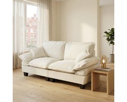 Modulaire 2-Zits Bank - Chenille Sofa Met Gebogen Armleuningen En Cloud Comfort - Moderne Lounge Bank Voor Appartement En Kleine Woonkamer - Beige