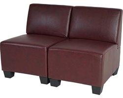 Modulaire 2-zits bank Lyon, kunstleer ~ roodbruin, zonder armleuningen