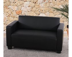 Modulaire 2-zits bank Lyon loungebank kunstleer 136cm ~ zwart