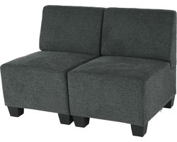 Modulaire 2-zits bank Lyon, stof/textiel ~ antracietgrijs, zonder armleuningen