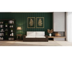 Modulaire 2-Zits Loungeset Hoekbank – Weerbestendige Tuinbank van Bruin Polyrotan met Afneembare Kussens – Lichtgewicht en Duurzaam Buitenmeubel voor Balkon, Tuin & Terras – Ganeey