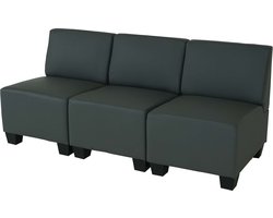 Modulaire 2-zitsbank Lyon, kunstleer ~ donkergrijs, zonder armleuningen