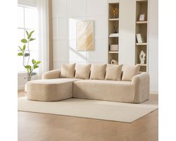 Modulaire 3-Zits Bank - Chenille Cloud Sofa Met 30D Schuim - Zachte Lounge Bank Zonder Montage - Frameloze Compressie Sofa Met Kussens - Comfortabele Woonkamerbank - Licht Beige