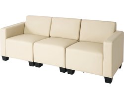 Modulaire 3-zits bank Lyon, kunstleer ~ crème