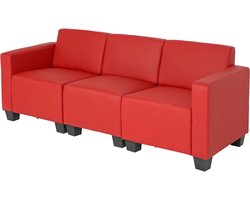Modulaire 3-zits bank Lyon, kunstleer ~ rood
