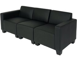 Modulaire 3-zits bank Lyon, kunstleer ~ zwart