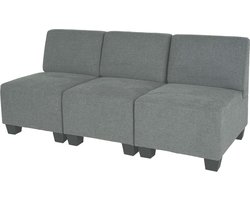 Modulaire 3-zitsbank Lyon, stof/textiel ~ grijs, zonder armleuningen