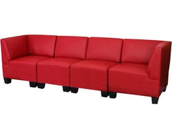 Modulaire 4-zits bank Lyon, kunstleer ~ rood, hoge armleuningen