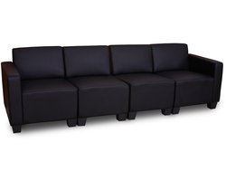 Modulaire 4-zits bank Lyon, kunstleer ~ zwart