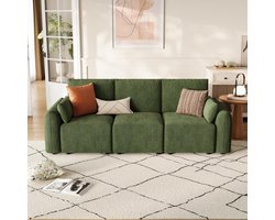 Modulaire Bank 3-Zits 83x70x88 cm – Corduroy Groen – Verstelbare & Uitbreidbare Hoekbank / Slaapbank – Moderne Zitbank met Massief Houten Frame – Laura