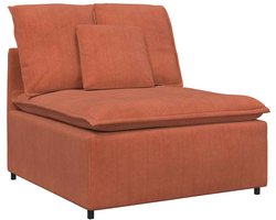 Modulaire Bank – Bankstel – Hoekbank – Zithoek – Segmentbank – Comfortabele Corduroy Bekleding – Stevig Metalen Frame – Rood-Oranje Middenmodule