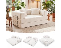 Modulaire Corduroy Cloud Opklapbare Slaapbank 160 cm – Tweepersoons Vloerbank & Logeerbed 160x180 cm met Metalen Frame, Antislip en Wasbare Bekleding