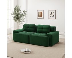 Modulaire corduroy loveseat - compacte cloud sofa met diepe zit - 2 personen - groen - geen montage nodig - huisdierbestendig - antislip onderkant - 32D hoogelastisch schuim