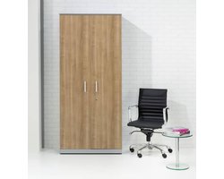 Modulaire draaideurkast Chief 200x90x42cm Donker Eiken ombouw Wit