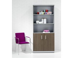 Modulaire draaideurkast Chief 200x90x42cm half open Aluminium ombouw Ahorn