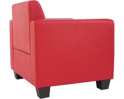 Modulaire fauteuil loungestoel met voetenbank Lyon, kunstleer ~ rood