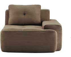 Modulaire Fauteuil - Ribstof Lounge Stoel Met Kussen - Frameloze Cloud Sofa Met 32D Schuimvulling En Diepe Zit - Zachte Relaxstoel Met Brede Armleuningen Voor Woonkamer - Bruin