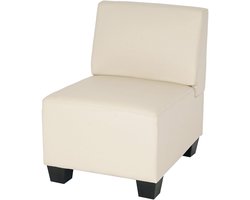 Modulaire fauteuil zonder armleuningen, middendeel Lyon, kunstleer ~ crème