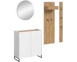 Modulaire Garderobecombinatie - 4-delige set met spiegel en schoenenkast - 197x206x32cm