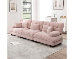 Modulaire hoekbank met 3 zitplaatsen – met diepe zitting – slaapbank van suède – comfortabele vulling – geschikt voor de woonkamer, appartementen, studio’s en kantoren – roze suède