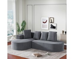 Modulaire hoekbank met L-vormige chaise longue, moderne slaapbank in de vorm van een wolk met diepe zitting, sponscompressiebanken zonder montage nodig