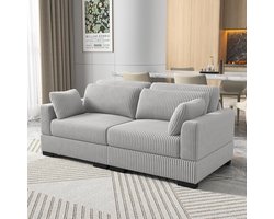 Modulaire Hoekbank met Slaapfunctie en Bedkast, Corduroy Stoffering, Omvormbare L-vormige Bank met Arm- en Rugleuningen, Opbergruimte, Comfortabele 2-3 Zitsbank voor Woonkamer en Slaapkamer –