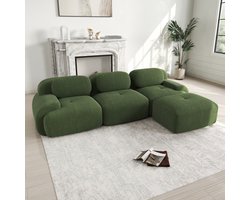 Modulaire hoekbank zonder montage, ergonomisch en huisdiervriendelijk, van cordstof met extra brede armleuningen, 32D hoogelastische vulling voor woonkamer en slaapkamer, groen