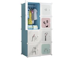 Modulaire Kinderkast - Kledingkast Organizer - DIY Opbergsysteem met Cubes - Slaapkamer & Gang - Blauw - 75 x 47 x 147