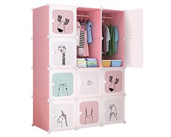 Modulaire Kledingkast - Opbergkast met Hang- en Leggedeelte - 111x47x147 cm - roze