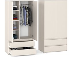 Modulaire kledingkast van 90 cm in kasjmierkleur, stijlvolle kledingkast voor slaapkamer en woonkamer.