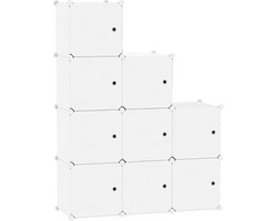 Modulaire Kubus Opbergkast met 9 Vakken en Deuren - Stevige Plankkast voor Woonkamer of Slaapkamer