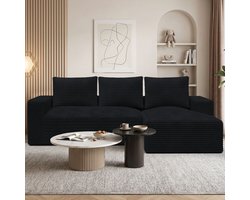 Modulaire L-Hoekbanken van 240 cm van corduroy – vrij te combineren bankmodules – zakvering en hoogwaardige schuimvulling – afneembare, wasbare bekleding – antisliponderkant – draagvermogen van 150 kg per zitplaats – montagevrije woonkamerbank