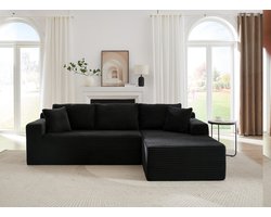 Modulaire L-vormige bank - 3-zits met chaise longue - Voor woonkamer en kantoor - Lichtgrijs - Traagschuim vulling - Afritsbare wasbare hoes - Montagevrij - 4 opstellingsmodi