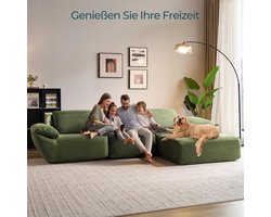 Modulaire L-vormige Slaapbank 3-Zits 290x96x74 cm – Boneless Cloud Sofa van Hoogwaardig 3D Schuim, Ribfluweel, Slaapfunctie, Ergonomisch Zitcomfort – Laura
