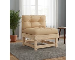 Modulaire Loungeset voor Buiten – Luxe Tuinbank en Hoekbank met Beige Kussens – Outdoor Sofa voor Terras, Balkon en Tuin – Massief Grenenhout – Flexibel Modulair Ontwerp UrbanHome