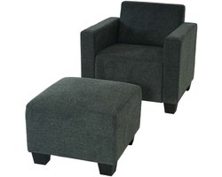 Modulaire loungestoel met voetenbank Lyon, stof/textiel ~ antracietgrijs
