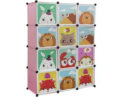 Modulaire Opbergkast met 12 Kubussen en Deuren - Flexibele Kledingkast voor Speelgoed en Schoenen