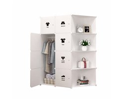 Modulaire Opbergkast met Deuren - hobby Opbergsysteem met Kubusvakken - voor slaapkamer en speelkamer - Wit Kunststof Model C - Beige