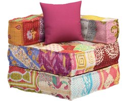 Modulaire Poef - Zitzak Bank - Ontspannen Zitten - Uniek Patchwork Design - 70x70x56 cm - Meerkleurig