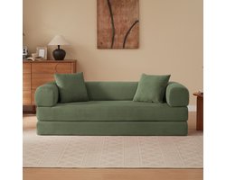 Modulaire Slaapbank 3-Zits - Frameloze Sofa Bed Met Fluwelen Bekleding - Opvouwbare Lounge Bank - Groen