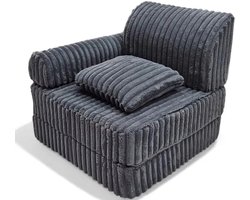 Modulaire Slaapbank voor Kinderen Grafietgrijs Ribfluweel – Uitklapbare Kinderbank van Zacht Schuim – Kindersofa, Kinderfauteuil en Matras voor Kinderkamer
