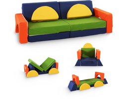 Modulaire Speelbank Kinderen 10-delig – Kinderbank Speelsofa – Play Couch – Speelbank Kinderkamer – Schuimkussen – Kinderzetel – Kinderstoel – Slaapbank – Hutten Bouwen – Wasbaar – Montessori Speelgoed Peuter -