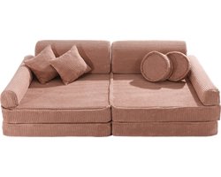 Modulaire speelbank | speelbank kinderkamer | Bankje voor kinderen | Corduroy | Poeder roze