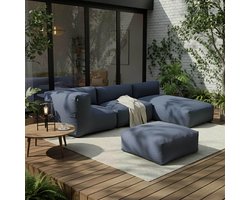 Modulaire Tuin Chaise Longue 160 x 85 x 65 cm – Waterafstotend Polyester, Comfortabele Schuimzitting, Roestvrijstalen Frame, Pacific Blue – Furnitureland