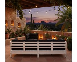 Modulaire Tuinmeubelset 9-delig met Kussens - Hoekbank voor Terras en Tuin - Massief Grenenhout en Grijs Antraciet - Duurzame, Comfortabele Tuinset voor Buiten UrbanHome