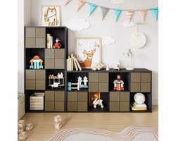 Modulaire Vakkenkast met Deuren – Opbergkast 8 Vakken – 125x30x60 cm – Staande Kast voor Woonkamer, Slaapkamer of Kinderkamer – Zwart