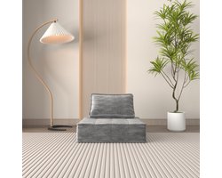 Modulaire Vierkante Vloer Stoel Armloze Gestoelde Accentstoel Enkele Bank, Overmaats Luierfauteuil Lounge Stoel Lui Bank voor Woonkamer Hoek Slaapkamer Kantoor, Grijs