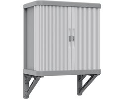 Modulaire Wandkast met Schuifdeuren voor Binnen en Buiten - 2 Legplanken, Gerecycled Kunststof, Grijs, Afmetingen: 59 x 36 x 59 cm
