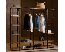 Modularer Begehbarer Kleiderschrank – Dubbele Garderobe en Opbergkast – Industriële Detroit Stijl – 180 cm Hoog – Praktische Opbergruimte en Stijlvol Ontwerp - House&Garden
