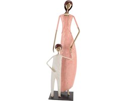 Moeder Beeld - Familie Sculptuur - Huis Decoratie - Handgeschilderd IJzer - Moeder en Dochter - Multicolor